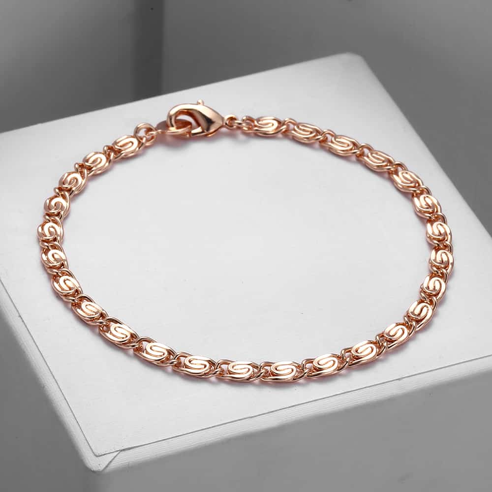4mm Rose Gold Snail Chain Bracelet 20cm