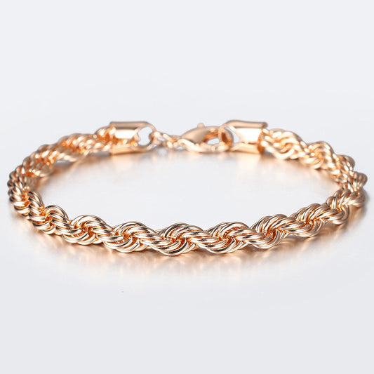 6mm 585 Rose Gold Rope Chain Bracelet