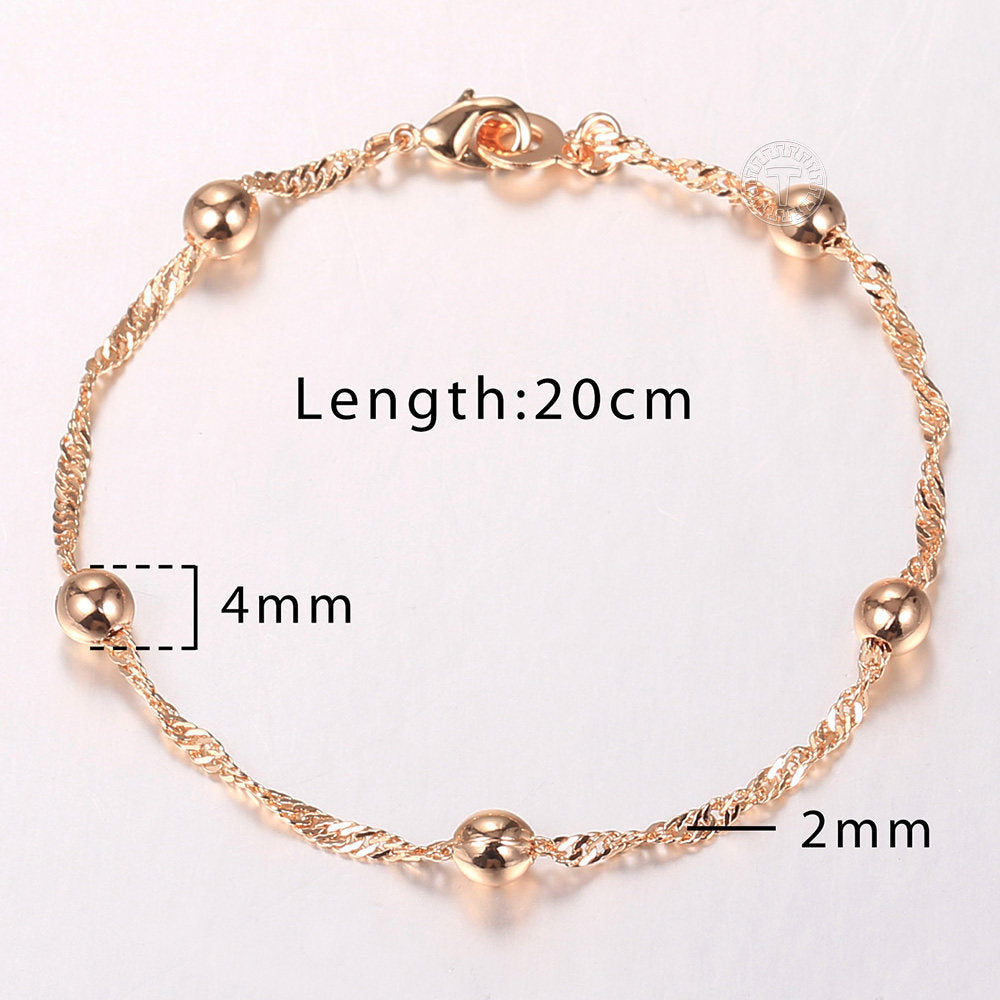 2mm Gold Bead Chain Bracelet 8inch