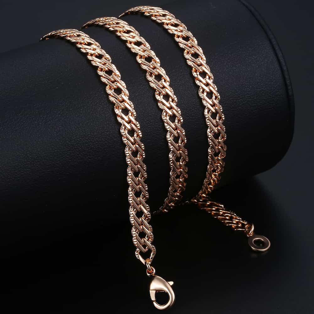 5.5mm Gold Hammered Venitian Chain Necklace 20/24inch