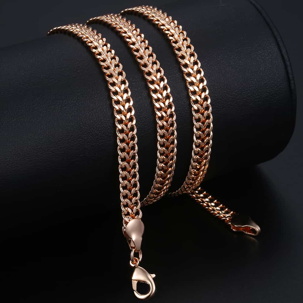 7.5mm Rose Gold Double Cuban Chain Necklace 20/24inch