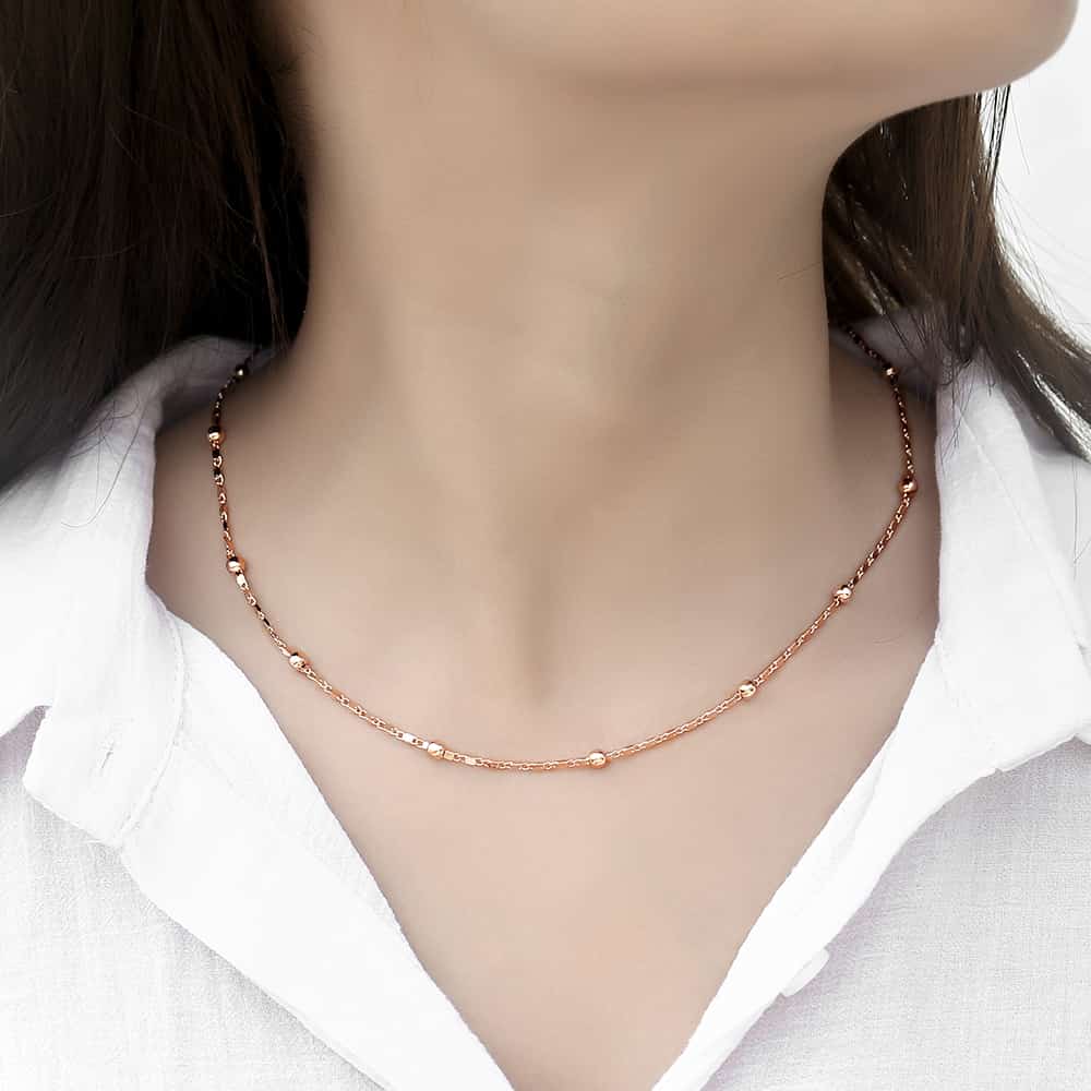 2mm Rose Gold Satellite Marina Chain Necklace 20/24inch