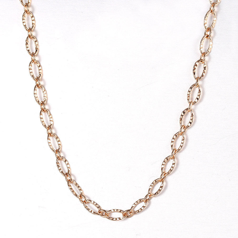 4mm 585 Rose Gold Curved Rolo Link Chain Necklace 20/24inch
