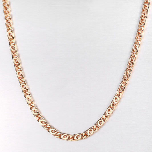 3.5mm 585 Rose Gold Snail Swirl Chain Necklace 24inch