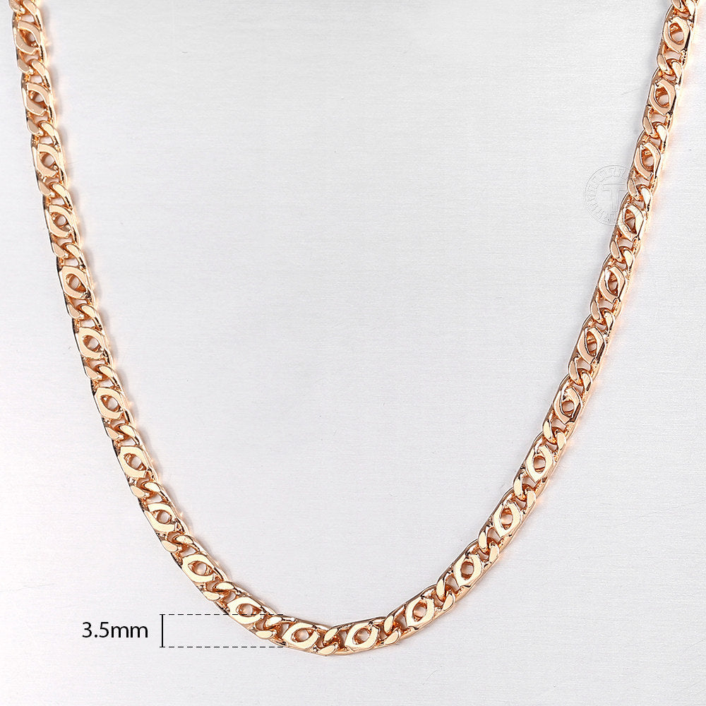 3.5mm 585 Rose Gold Snail Swirl Chain Necklace 24inch