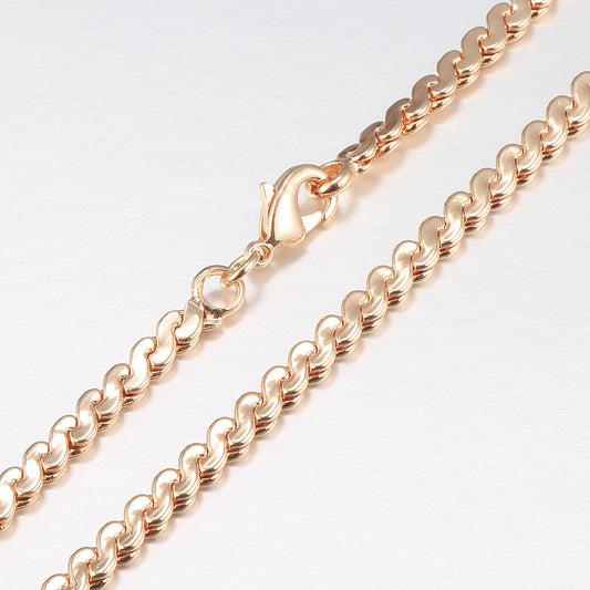 4mm Rose Gold Color Necklace Herringbone Link Chain