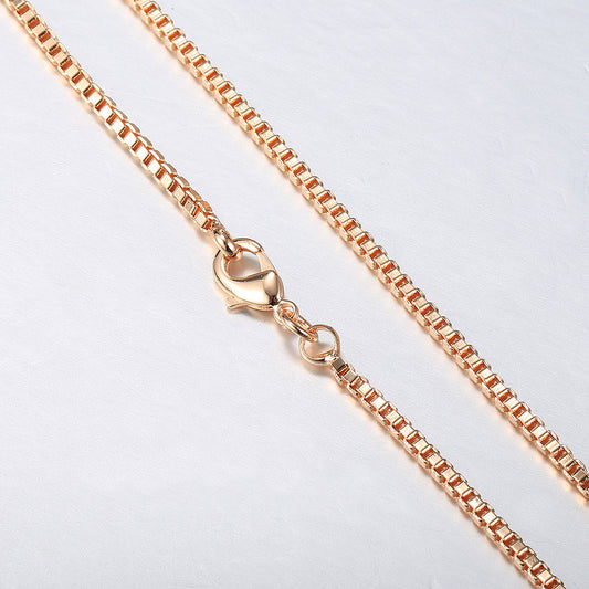 3mm Box Chain Necklace 585 Rose Gold Color