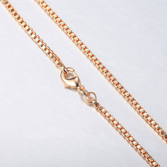 3mm Box Chain Necklace 585 Rose Gold Color