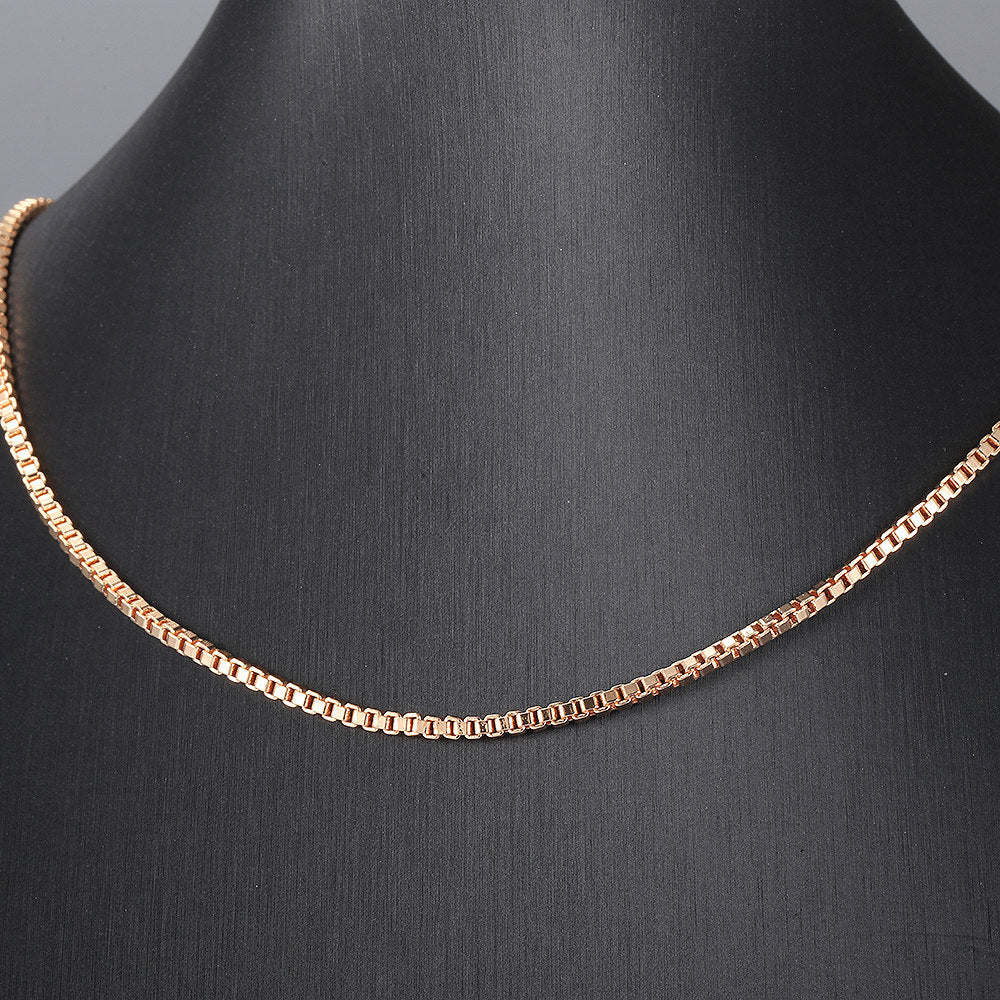 3mm Box Chain Necklace 585 Rose Gold Color