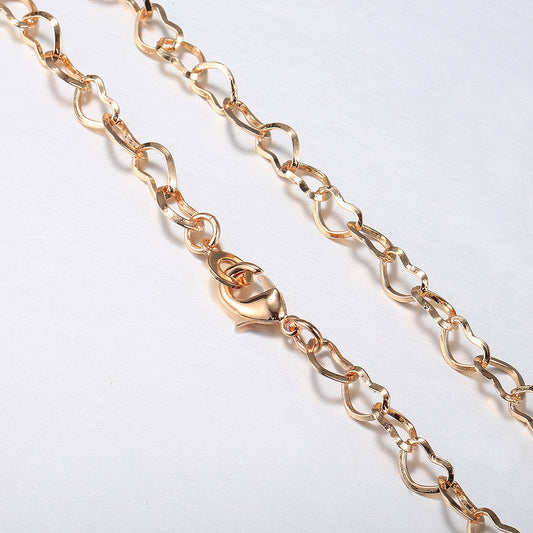 5mm Rose Gold Color Necklace Heart Love Link Chain