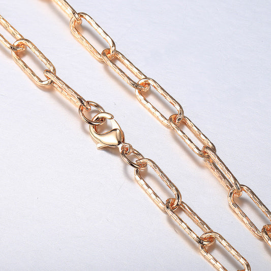 7mm Paperclip Cable Chain Necklace Rose Gold Color 20/24inch