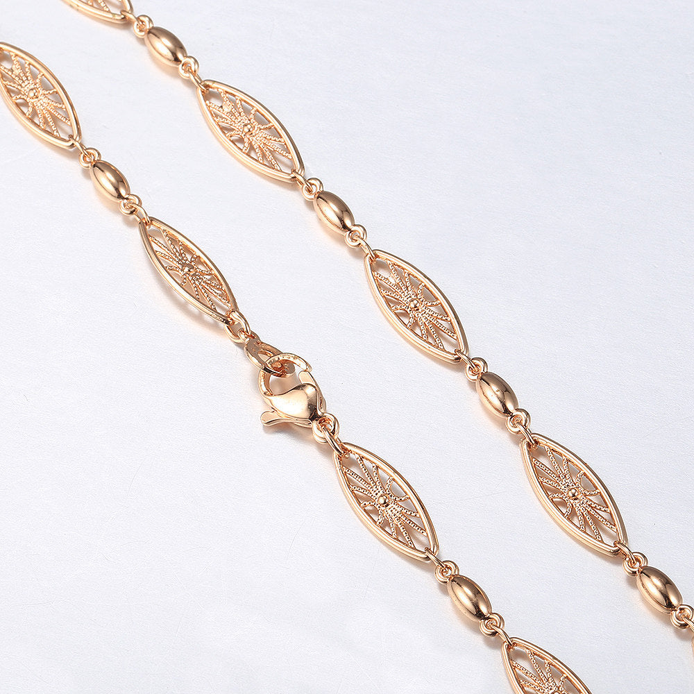 6mm Cut Out Olive Chain Necklace 585 Rose Gold Color