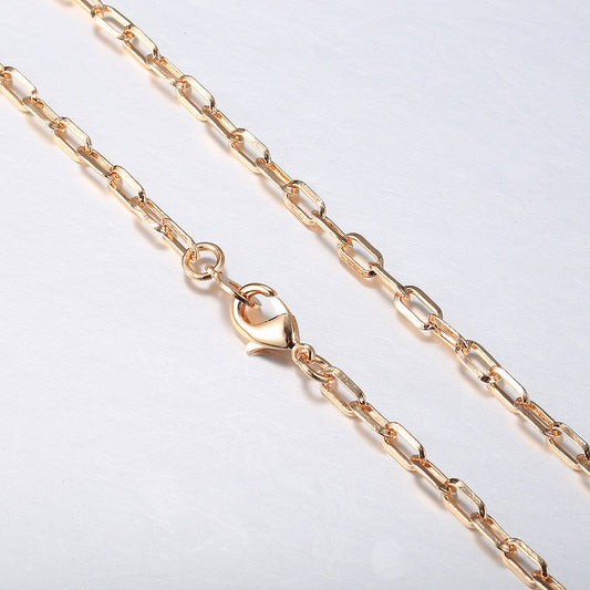 4mm Paperclip Cable Chain Necklace Rose Gold Color