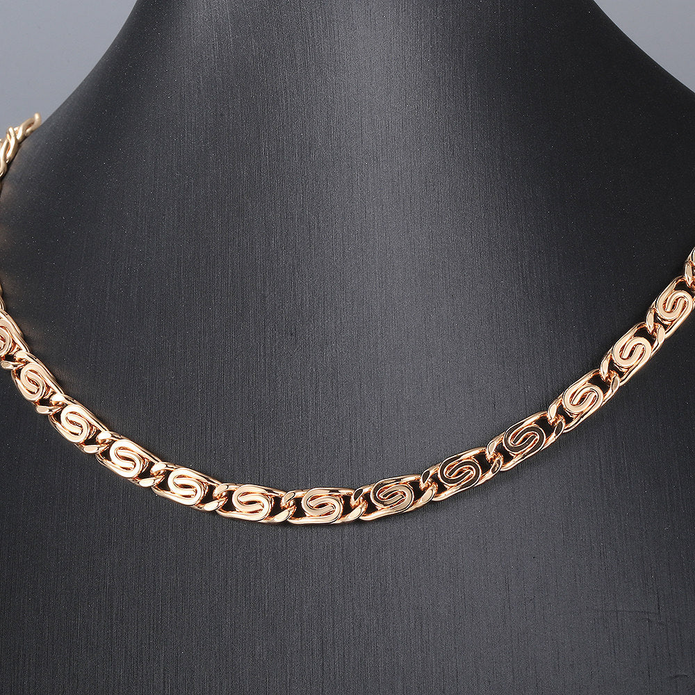 6mm Rose Gold Color Necklace Snail Link Chain