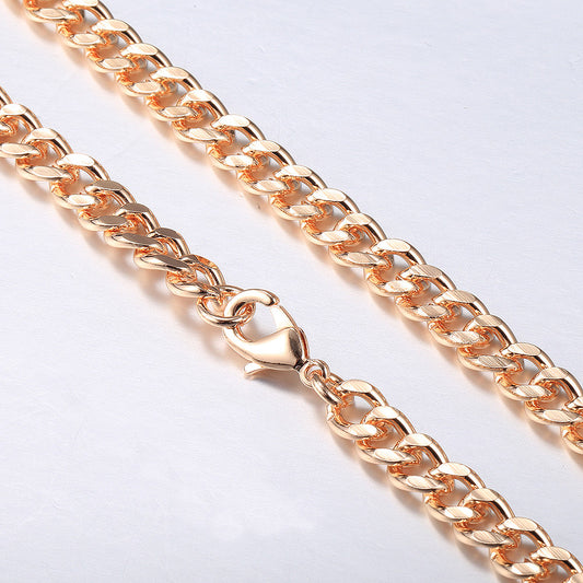 7mm Cuban Chain Necklace 585 Rose Gold Color