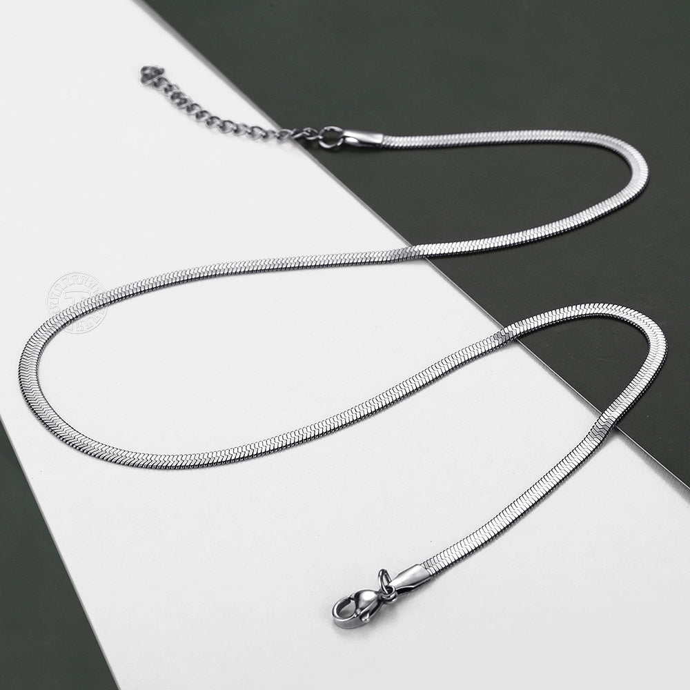 3mm Herringbone Snake Chain Choker Necklace 18inch