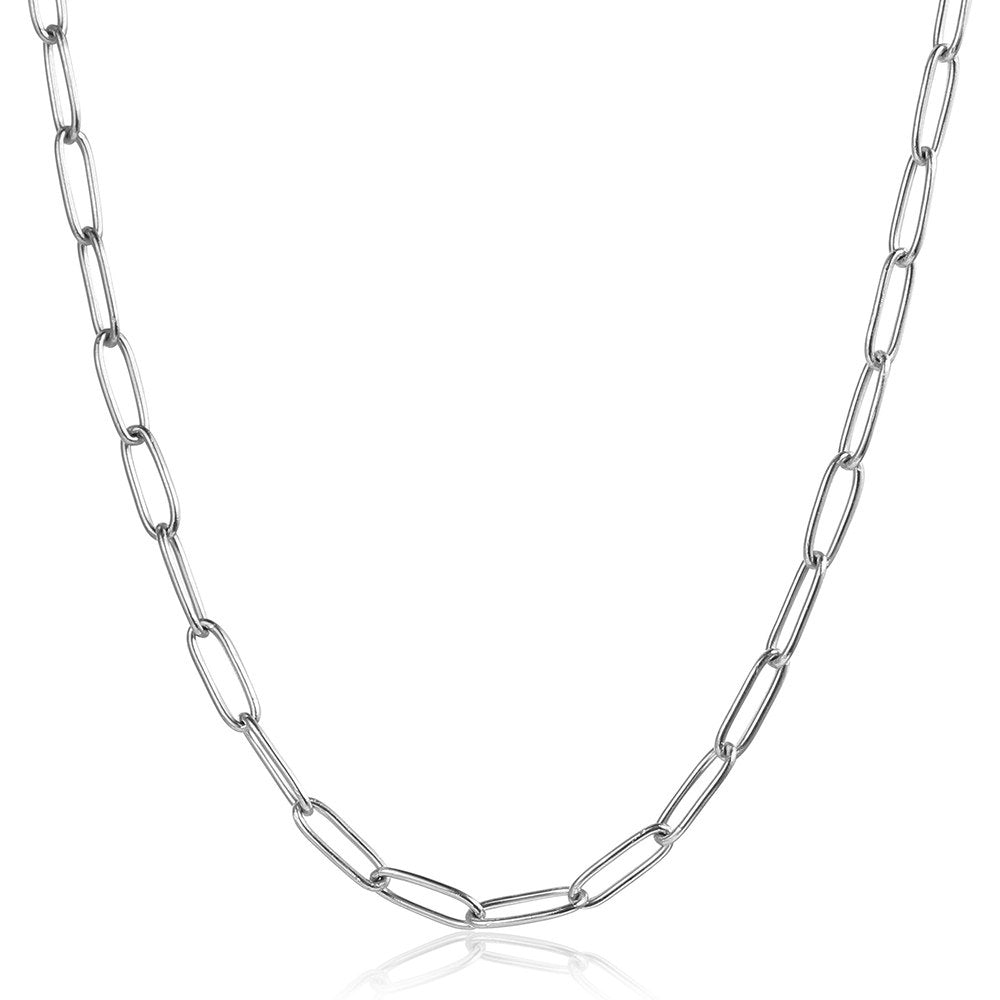Stainless Steel Paperclip Chain Necklace Cable Link Choker 16-20inch