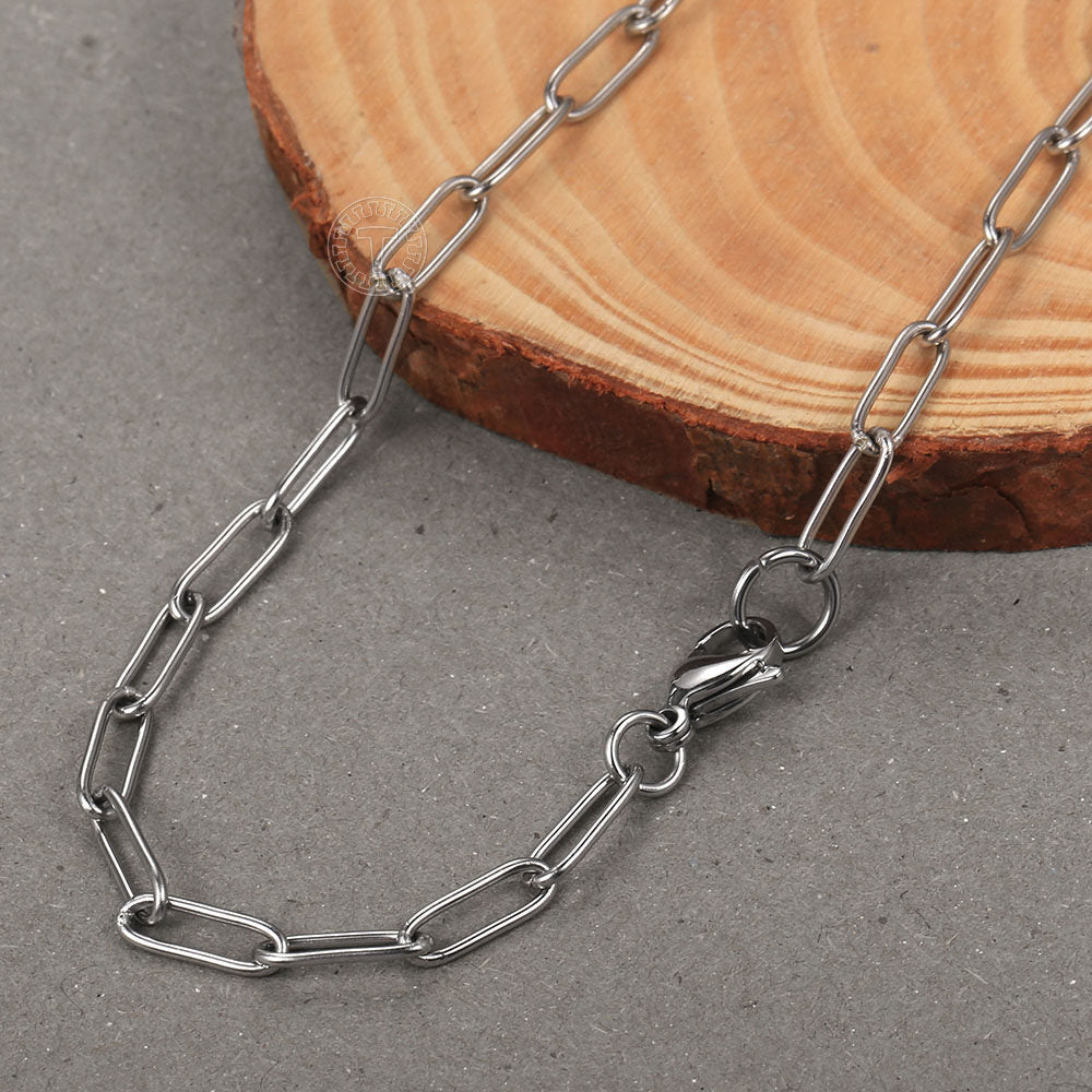 Stainless Steel Paperclip Chain Necklace Cable Link Choker 16-20inch