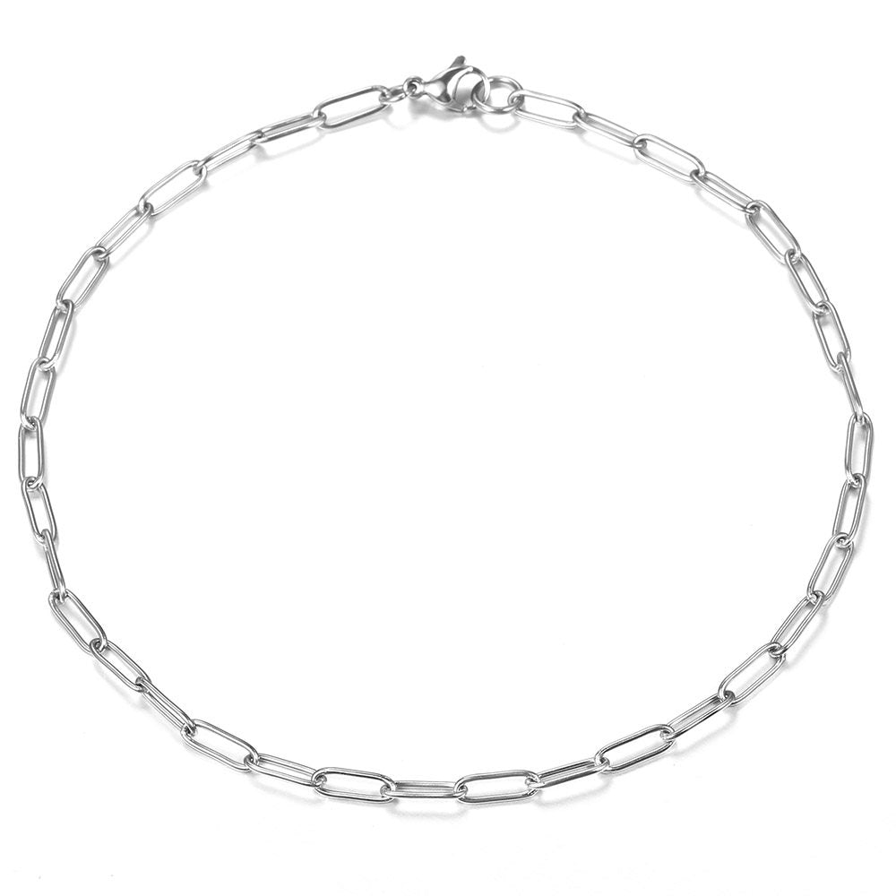 Stainless Steel Paperclip Chain Necklace Cable Link Choker 16-20inch