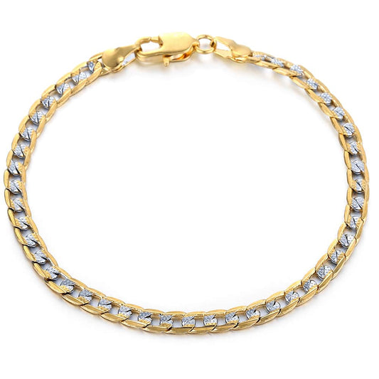 4mm Gold Silver Cuban Chain Bracelet 7-9inch