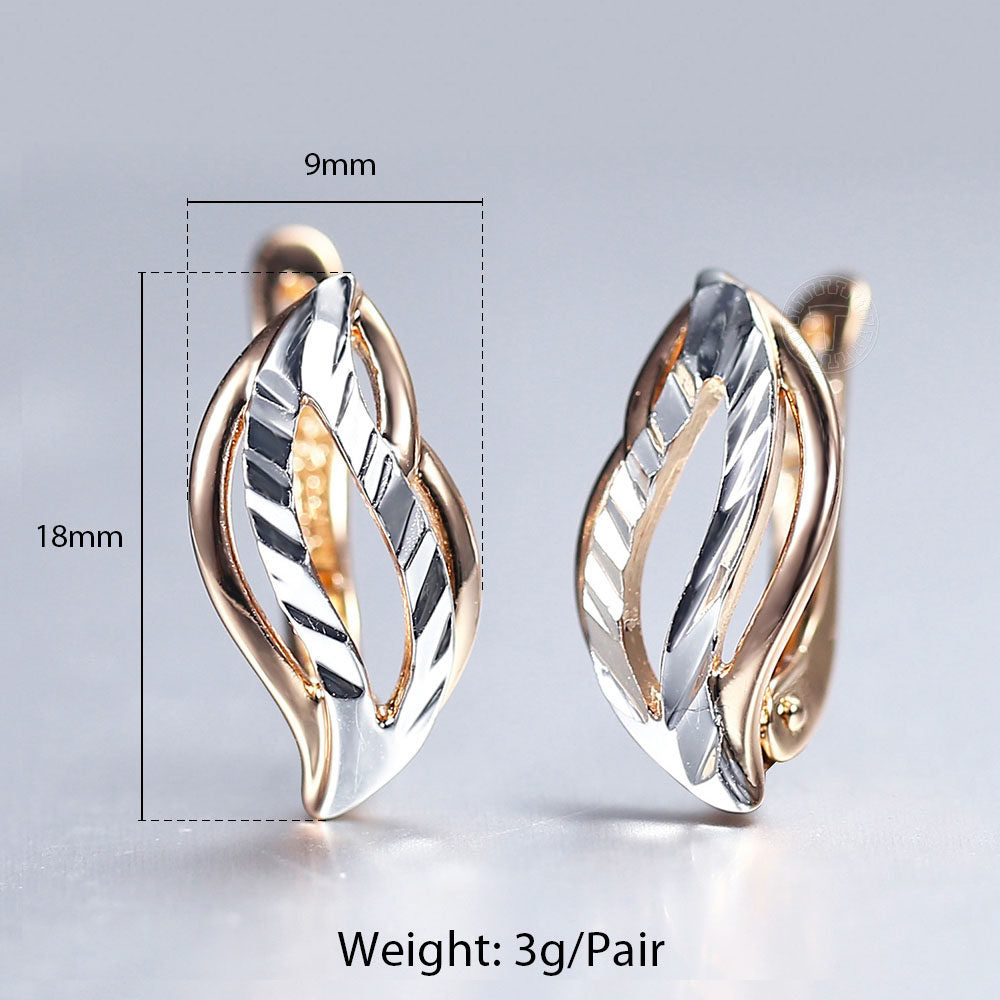 585 Rose Gold Cut Out Leaf Drop Earrings