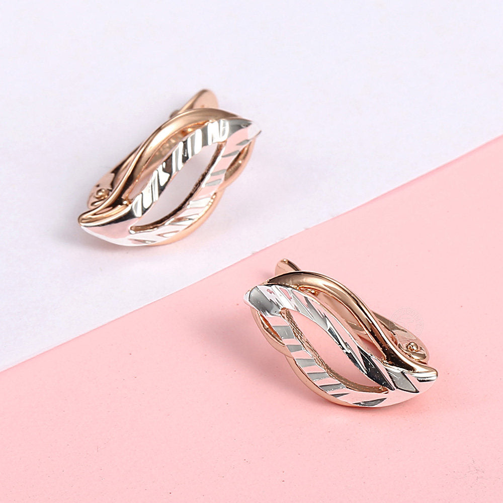 585 Rose Gold Cut Out Leaf Drop Earrings