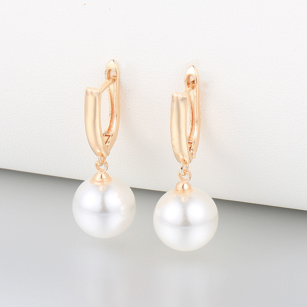 White Pearl Earrings 585 Rose Gold Drop Earrings