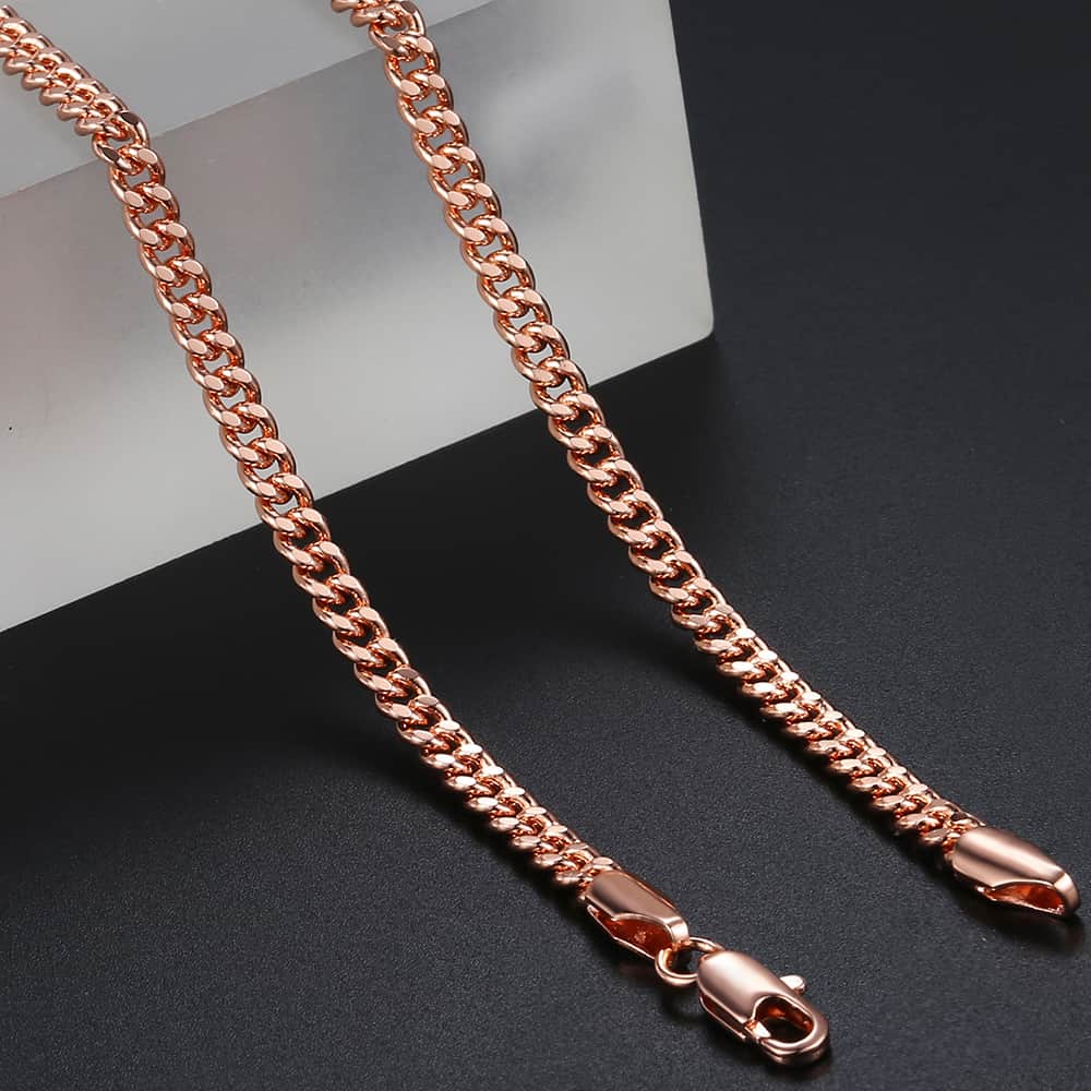 4mm Rose Gold Cuban Chain Necklace 18-24inch