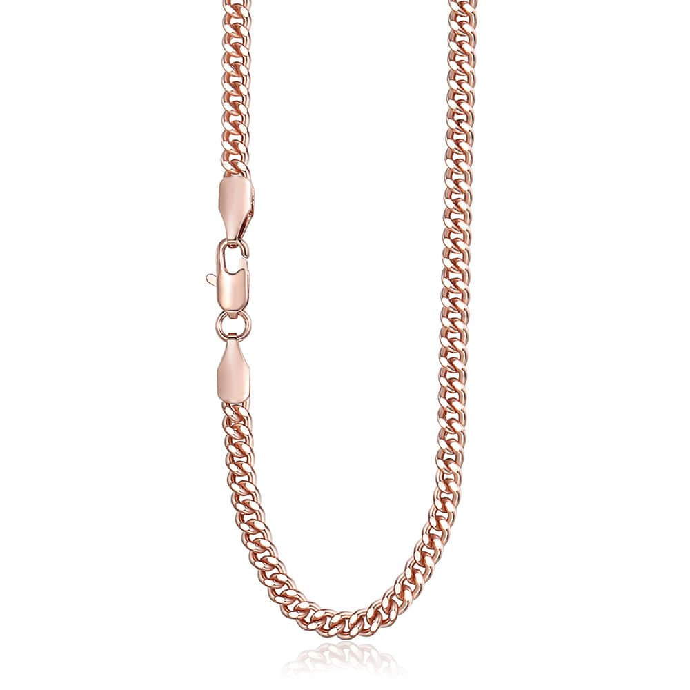 4mm Rose Gold Cuban Chain Necklace 18-24inch