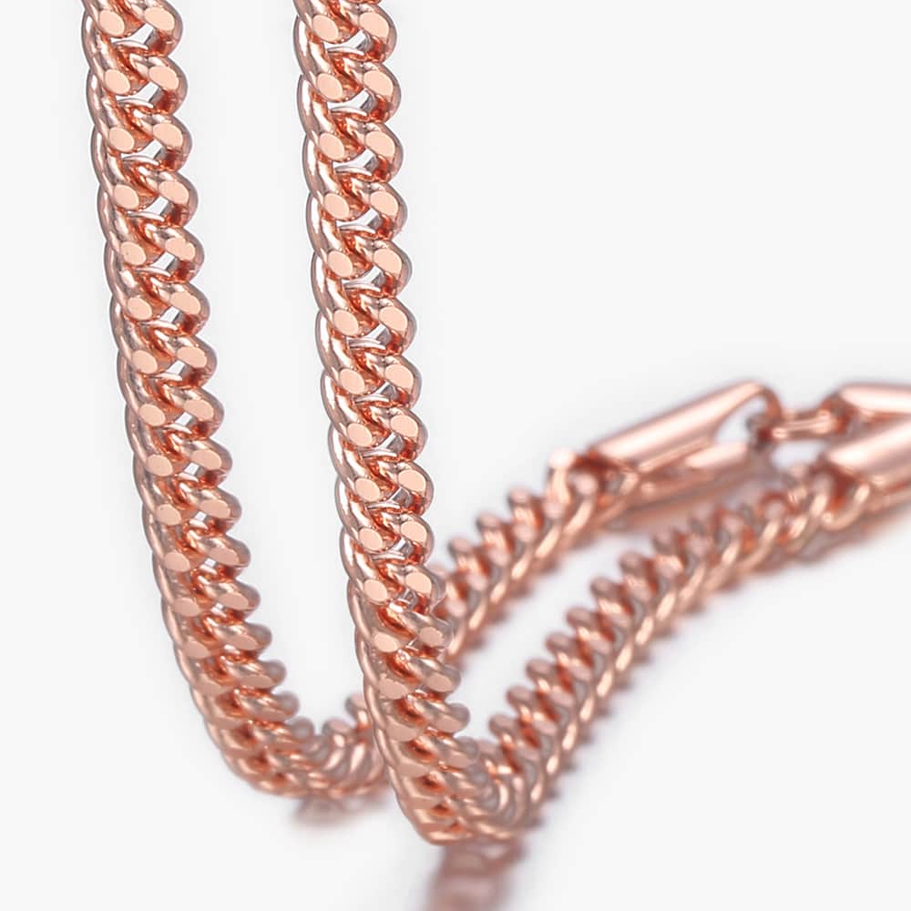 4mm Rose Gold Cuban Chain Necklace 18-24inch