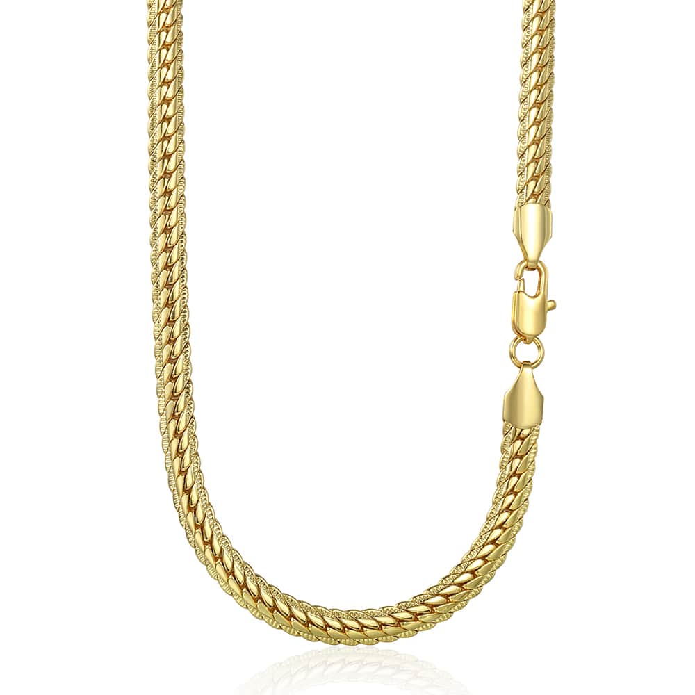 6mm Gold Hammered Flat Cuban Chain Necklace 20/24inch