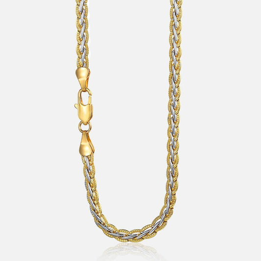 4mm Gold Silver Hammered Braided Wheat Chain Necklace