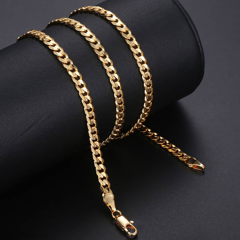 4.5mm Gold Cuban Chain Necklace 20/24inch