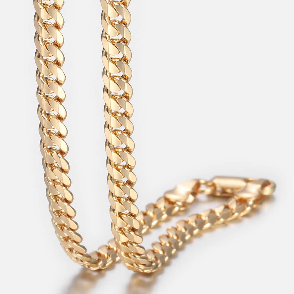 4.5mm Gold Cuban Chain Necklace 20/24inch