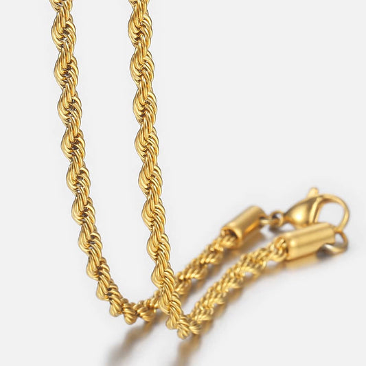 3mm Gold Filled Rope Chain Necklace 20/22/24inch