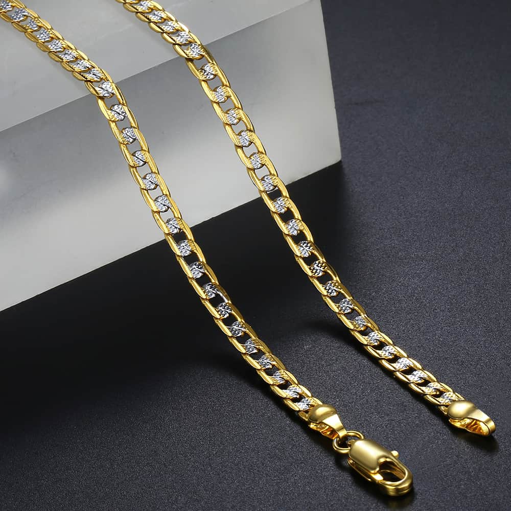 4mm Gold Silver Cuban Chain Necklace 18-30inch