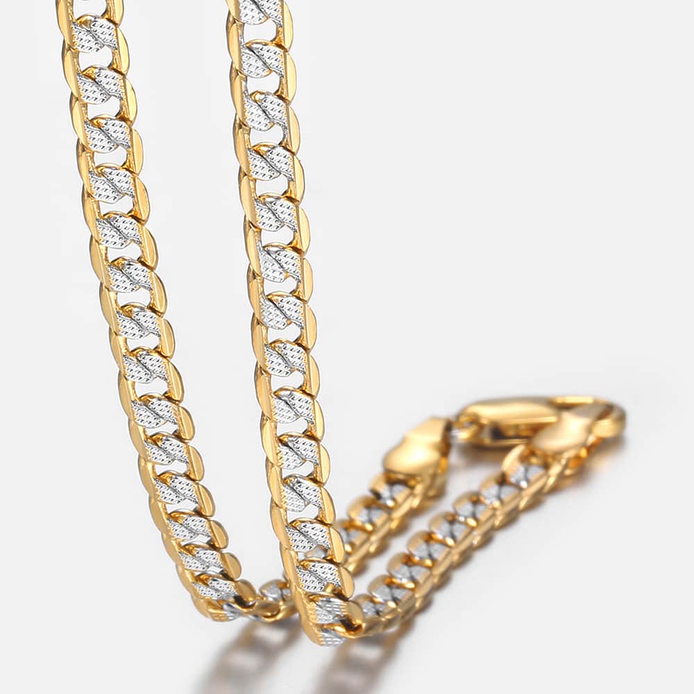 4mm Gold Silver Cuban Chain Necklace 18-30inch
