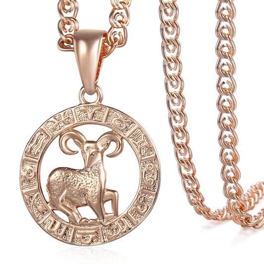 Rose Gold Zodiac Pendant Necklace 20inch