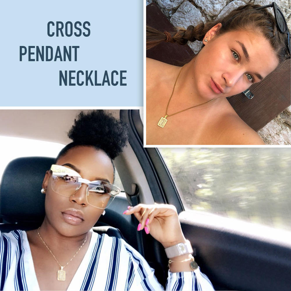 Gold Cross Card Pendant Necklace 18-30inch