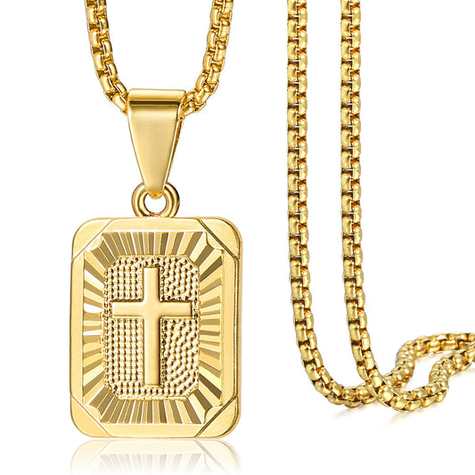 Gold Cross Card Pendant Necklace 18-30inch