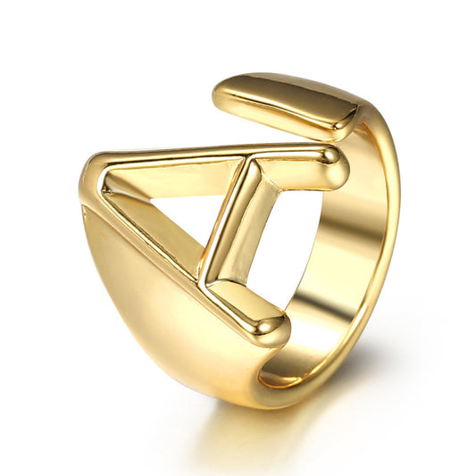 Gold Initial Open Ring Resizable