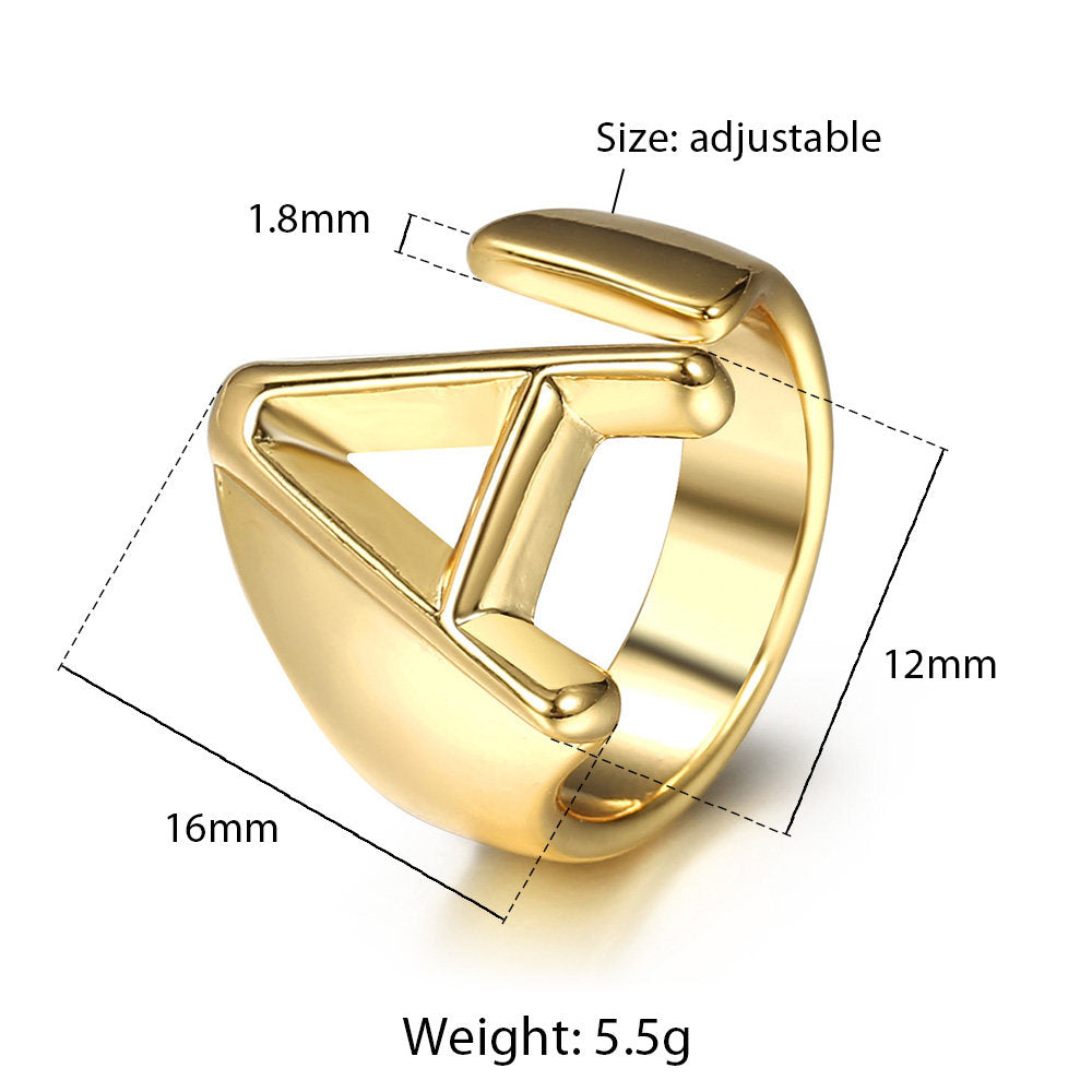 Gold Initial Open Ring Resizable