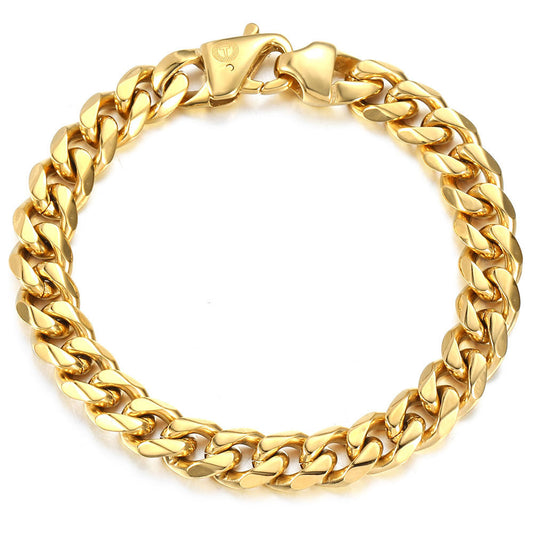 11mm Gold Cuban Chain Bracelet Anklet 8/9 inch