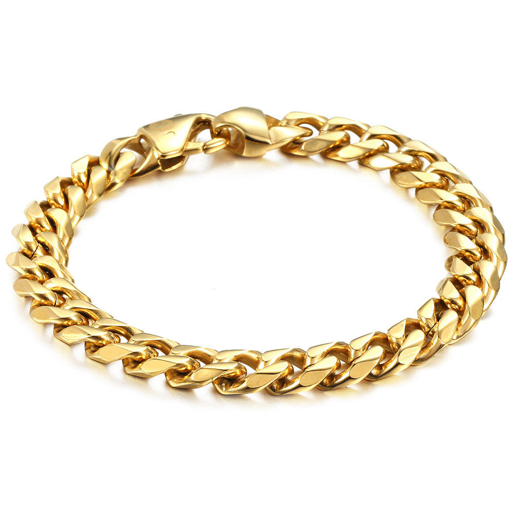 11mm Gold Cuban Chain Bracelet Anklet 8/9 inch