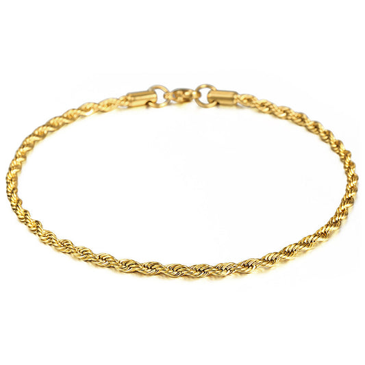 3mm Gold Rope Chain Anklet 10inch