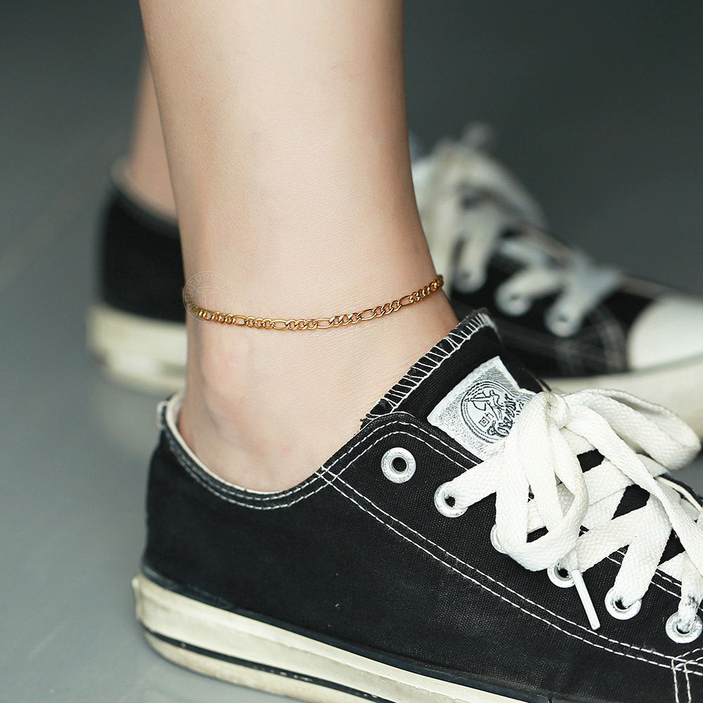 3mm Gold Figaro Chain Anklet 10inch