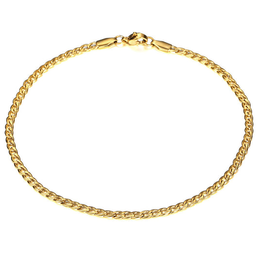 3mm Gold Cuban Chain Anklet 10inch