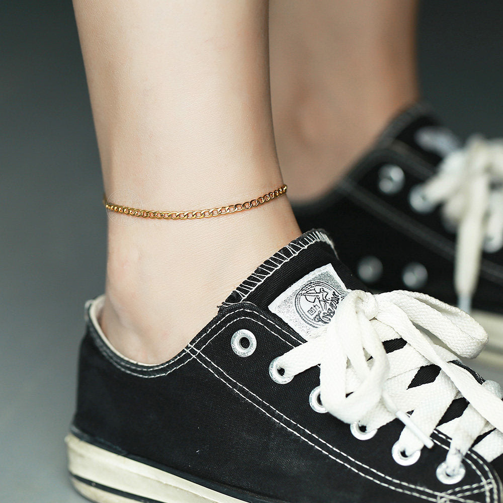 3mm Gold Cuban Chain Anklet 10inch
