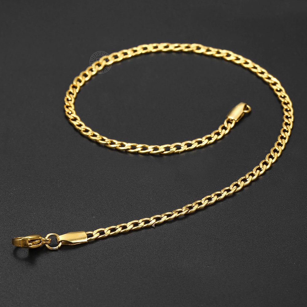 3mm Gold Cuban Chain Anklet 10inch