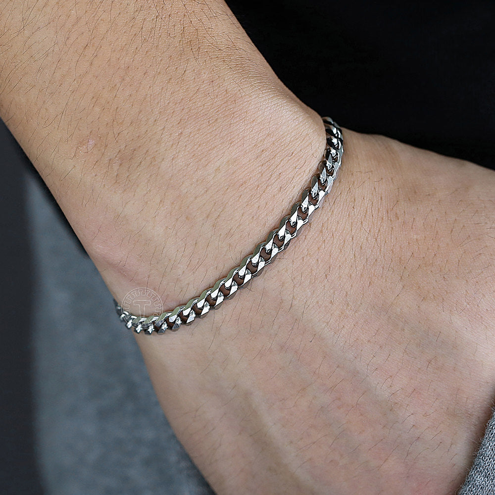 5mm Silver Gold Black Cuban Chain Bracelet Anklet 8-11inch